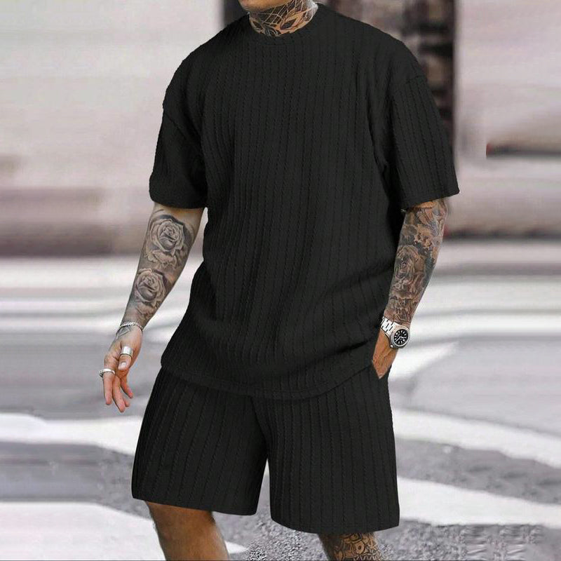 👕 2-teiliges Sommer-Set für Herren – T-Shirt mit überschnittenen Schultern & kurze Hose mit Kordelzug, bequem & luftig ☀️🩳