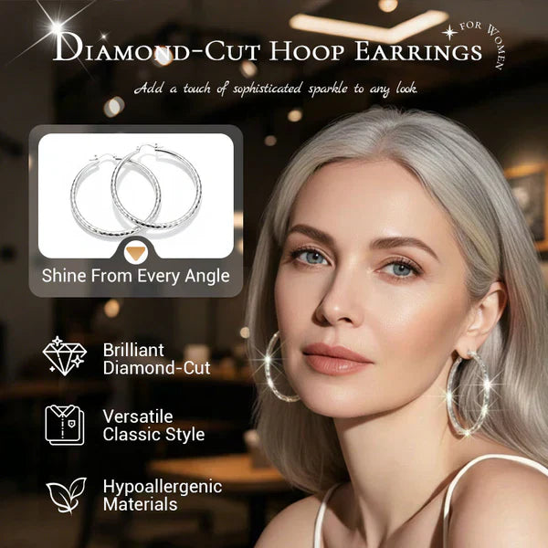 ⏰ 30 % RABATT – Nur für kurze Zeit ✨Diamond-Cut Hoop Earrings for Women
