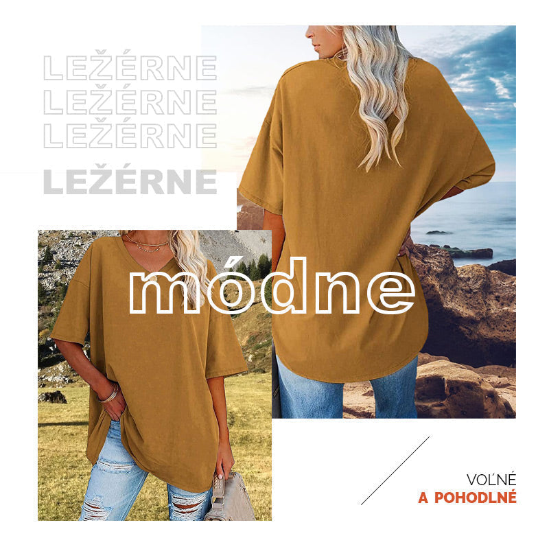 📢📢50 % RABATT !! ⏰Lässiges, locker sitzendes Damen-T-Shirt mit V-Ausschnitt