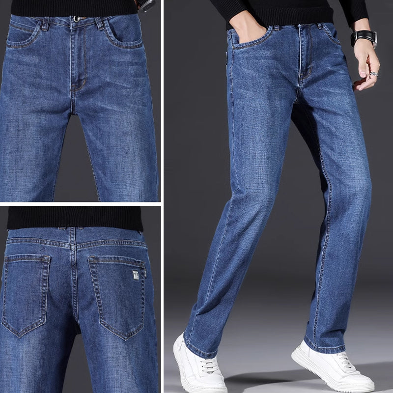 👖 Herren-Jeans – mittelhoher Bund, gerader Schnitt, Stretch-Baumwolle, figurbetont & bequem für Alltag & Arbeit 🧵