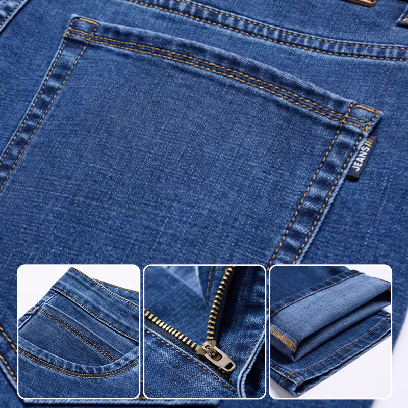 👖 Herren-Jeans – mittelhoher Bund, gerader Schnitt, Stretch-Baumwolle, figurbetont & bequem für Alltag & Arbeit 🧵