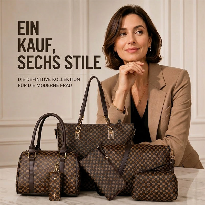 👜 Stylishes 6-in-1-Mutter-Kind-Taschenset – Bedruckt, vielseitige Schultertasche, Crossbody- & Handtasche für den täglichen Gebrauch 🌿