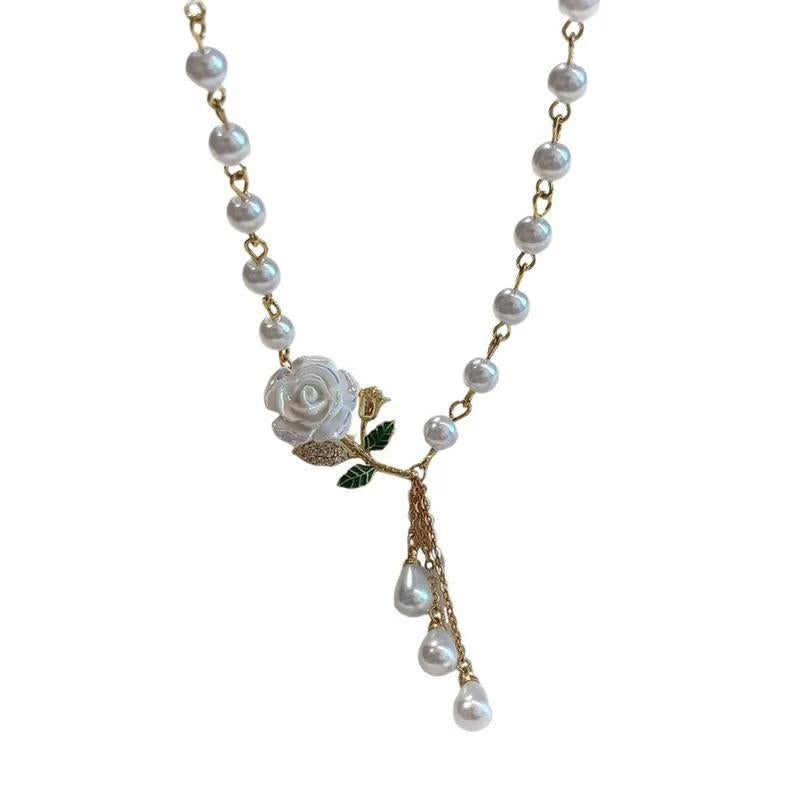 ⏰ 30 % RABATT – Nur für kurze Zeit ✨Damen Halskette mit Rosen und Perlen ✨ Romantisch, Elegant & Zeitlos