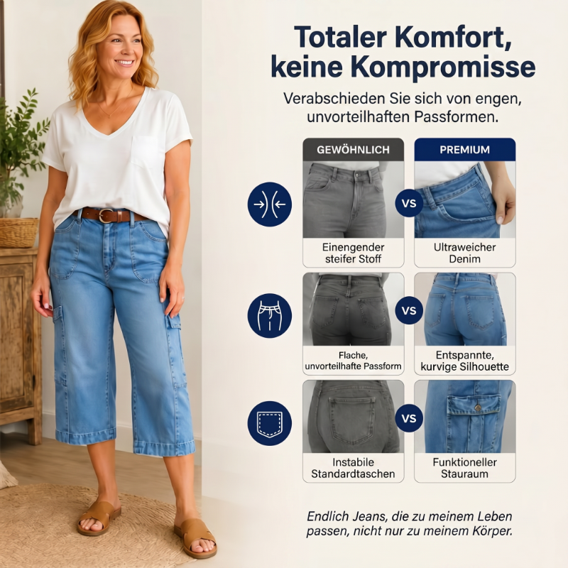 📢Mid-Season Sale: −50% nur für kurze Zeit⏰Lässige, elastische, verkürzte Jeanshose für Damen