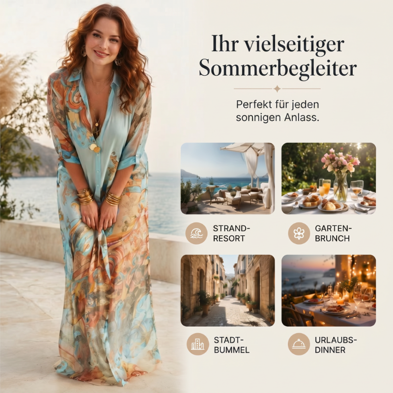 ✨ Exklusiv – 50 % RABATT! 👗 Elegantes Boho-Kleid mit Knopfleiste – Retro-Muster, fließende Silhouette & perfekt für Feste, Urlaub & Alltag 🌿