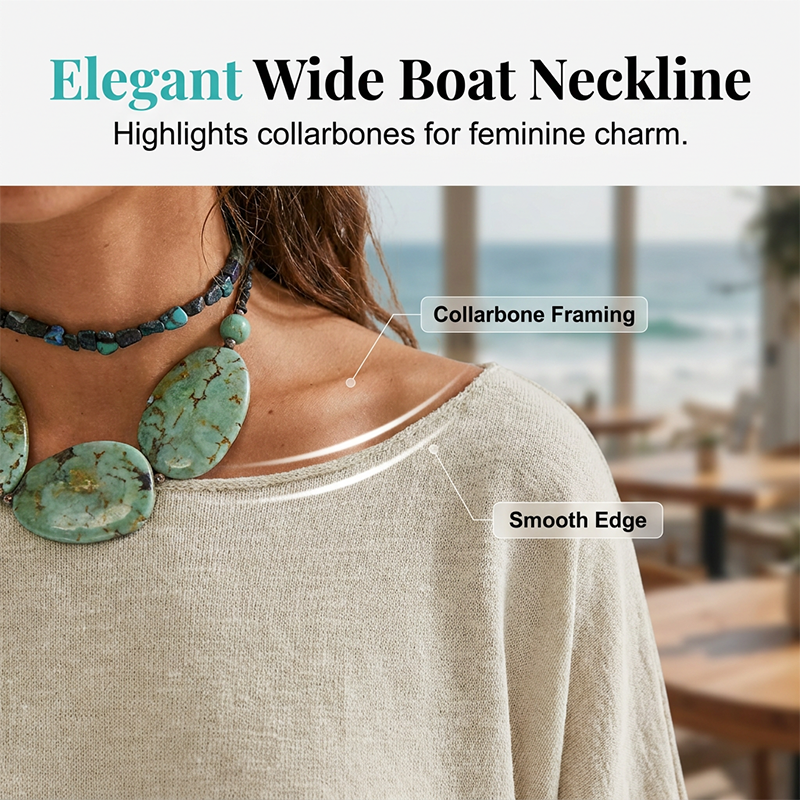 Lockeres Damen Oberteil – U-Boot-Ausschnitt, Einfarbig & Bequem ☁️ Für Sommer & Alltag