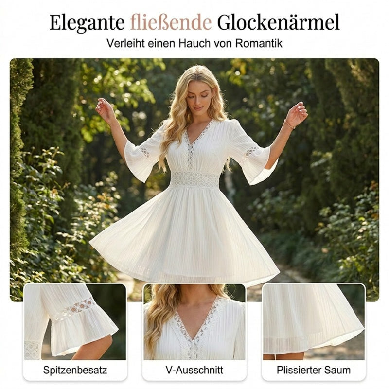 👗 50% RABATT! ✨ Schickes Kleid mit V-Ausschnitt & Spitzenausschnitten – Feminin & luftig – Perfekt für Sommer, Hochzeit oder romantische Abende – eleganter Blickfang mit feinen Details 🌸