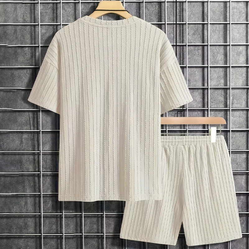 👕 2-teiliges Sommer-Set für Herren – T-Shirt mit überschnittenen Schultern & kurze Hose mit Kordelzug, bequem & luftig ☀️🩳