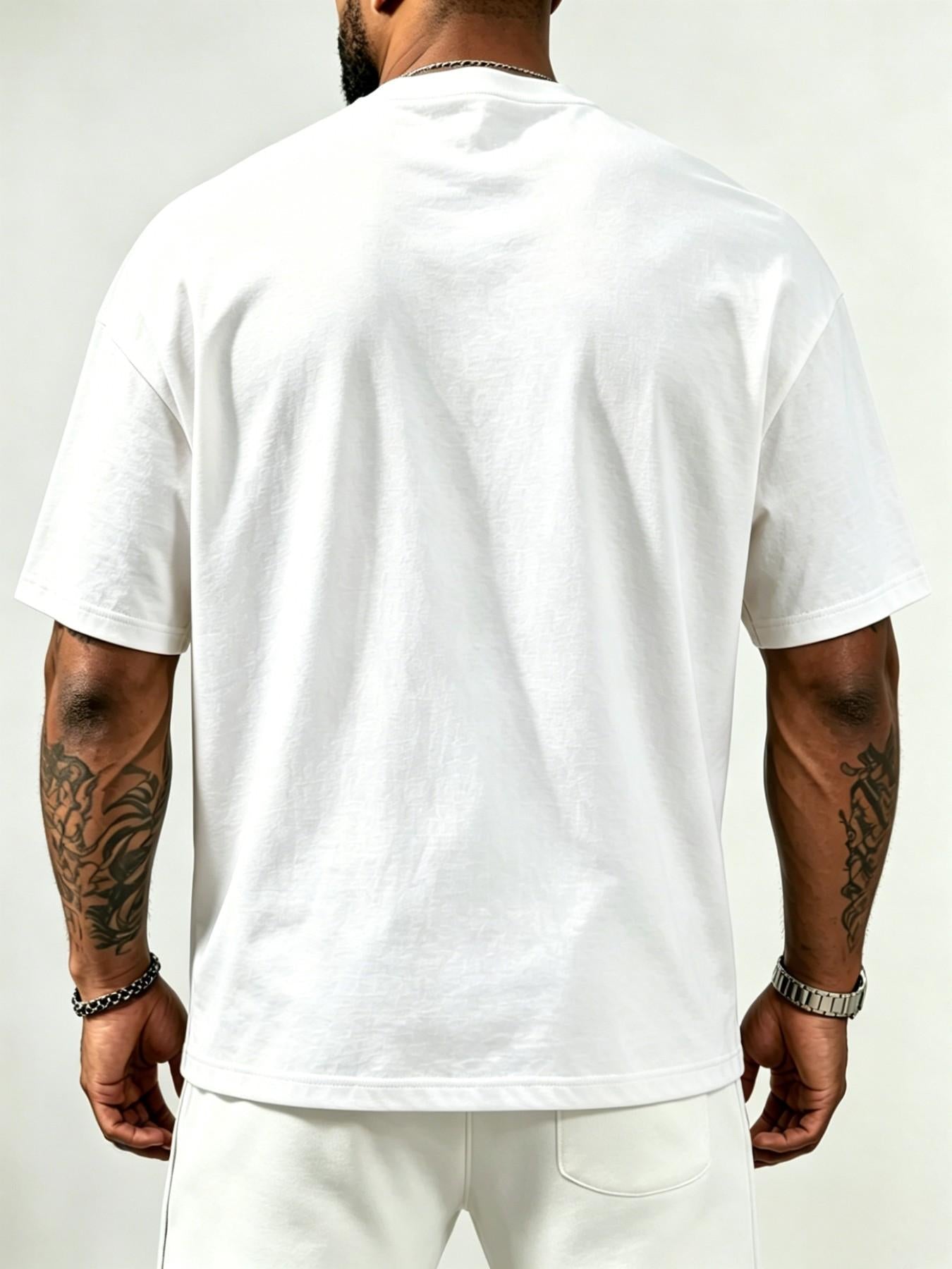 👕 Herren-T-Shirt mit strukturiertem Aufdruck – reine Baumwolle, lockere Passform & vielseitig für Alltag, Freizeit & heiße Tage ☀️