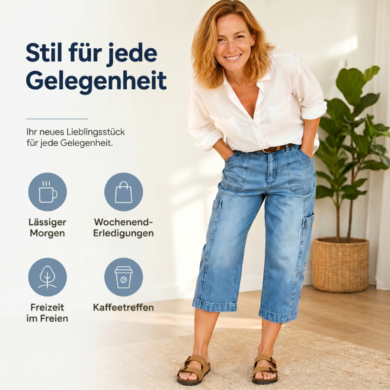 📢Mid-Season Sale: −50% nur für kurze Zeit⏰Lässige, elastische, verkürzte Jeanshose für Damen