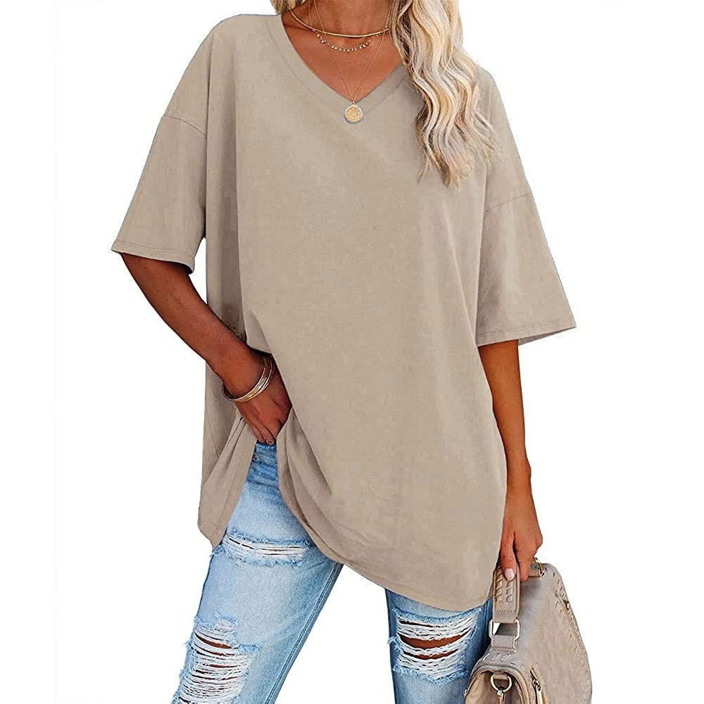 📢📢50 % RABATT !! ⏰Lässiges, locker sitzendes Damen-T-Shirt mit V-Ausschnitt