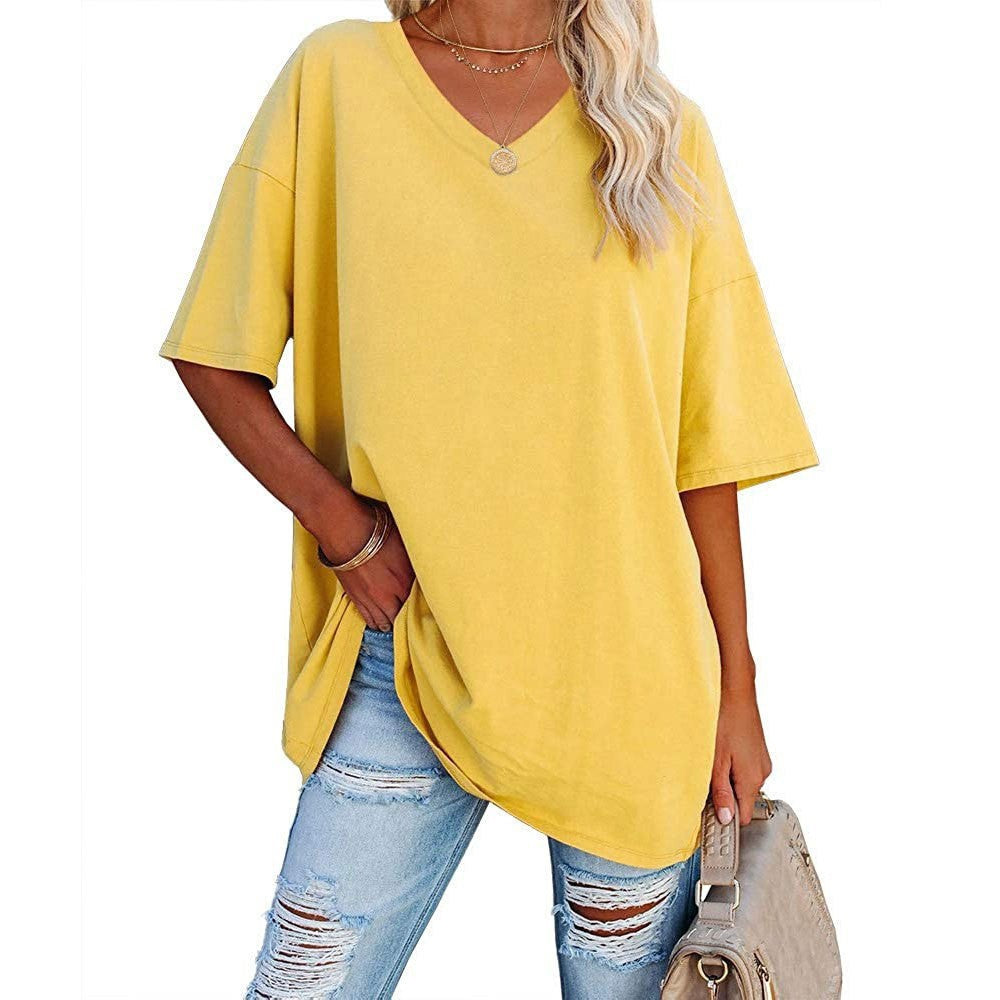 📢📢50 % RABATT !! ⏰Lässiges, locker sitzendes Damen-T-Shirt mit V-Ausschnitt