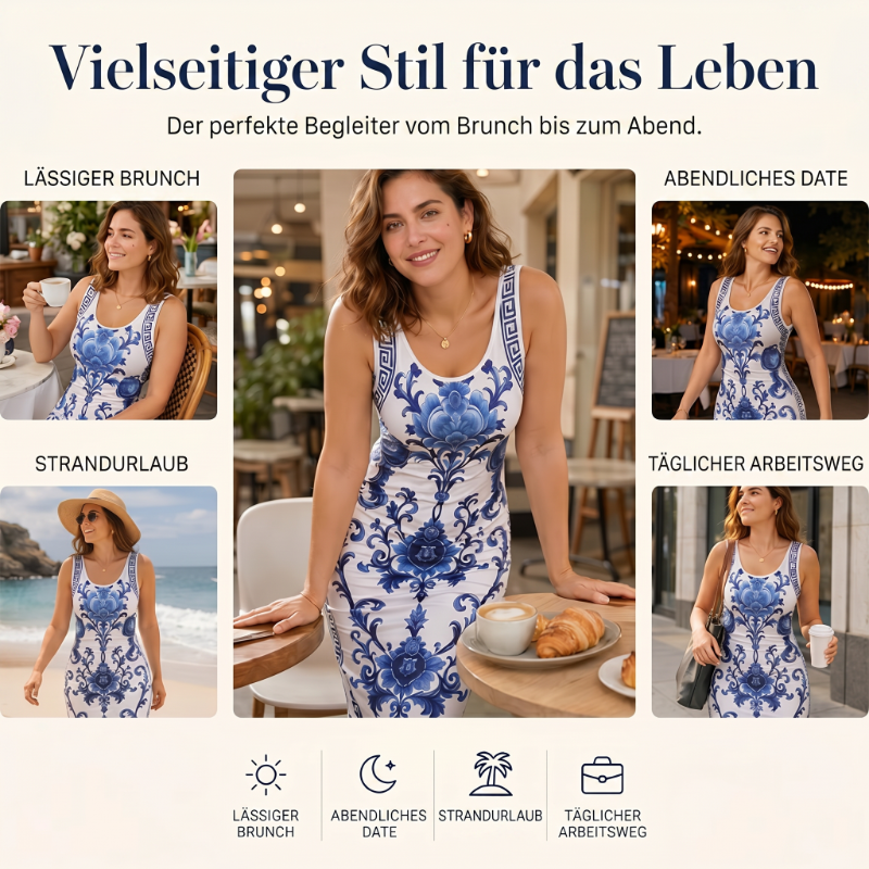 👗 Damen-Maxikleid mit floralem Print – klassisches Design, weich fallender Stoff & vielseitig kombinierbar 🌸
