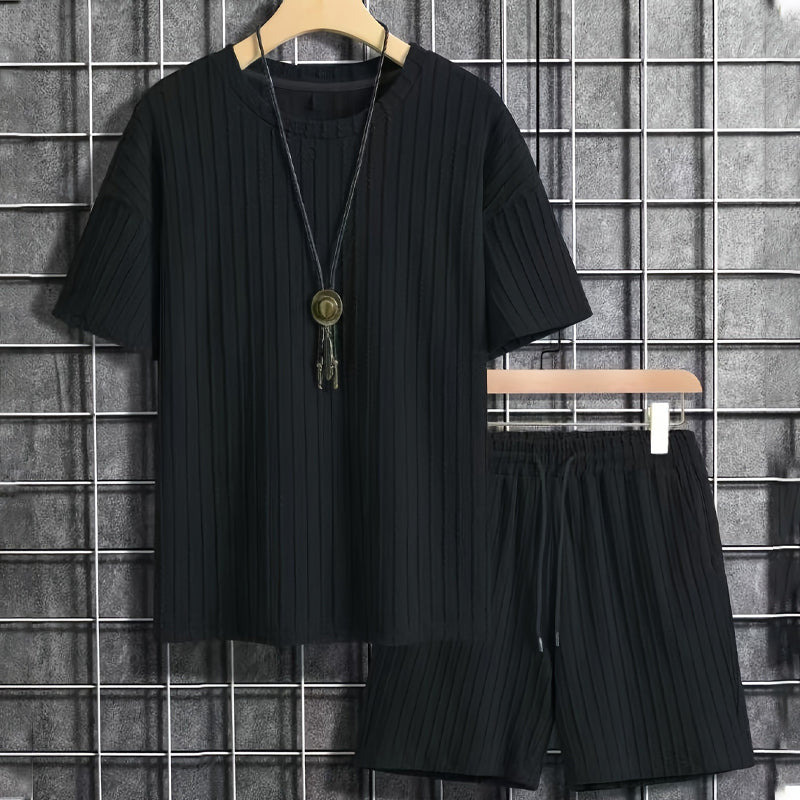 👕 2-teiliges Sommer-Set für Herren – T-Shirt mit überschnittenen Schultern & kurze Hose mit Kordelzug, bequem & luftig ☀️🩳