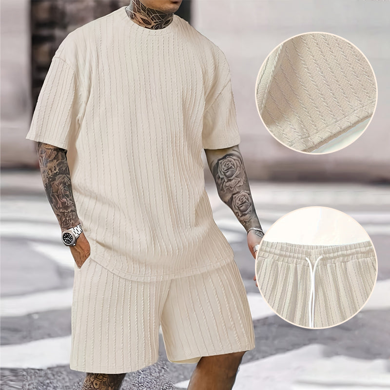 👕 2-teiliges Sommer-Set für Herren – T-Shirt mit überschnittenen Schultern & kurze Hose mit Kordelzug, bequem & luftig ☀️🩳