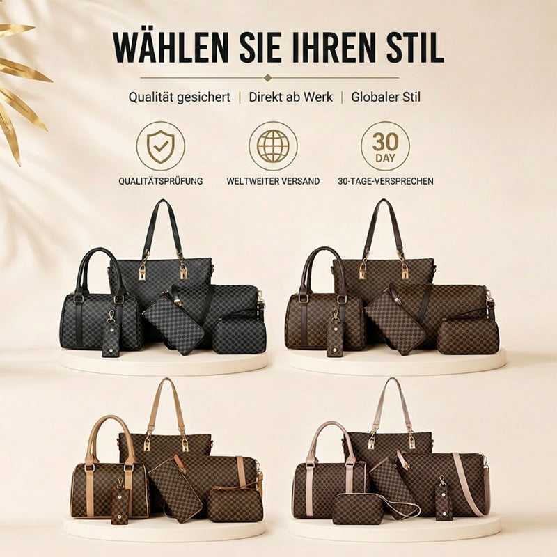👜 Stylishes 6-in-1-Mutter-Kind-Taschenset – Bedruckt, vielseitige Schultertasche, Crossbody- & Handtasche für den täglichen Gebrauch 🌿