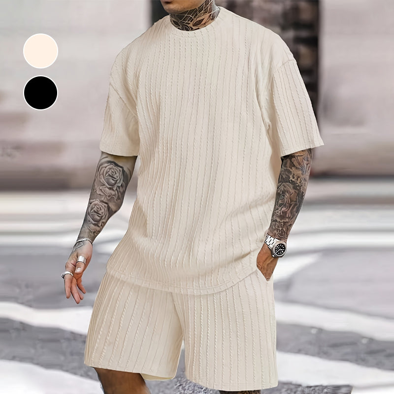 👕 2-teiliges Sommer-Set für Herren – T-Shirt mit überschnittenen Schultern & kurze Hose mit Kordelzug, bequem & luftig ☀️🩳