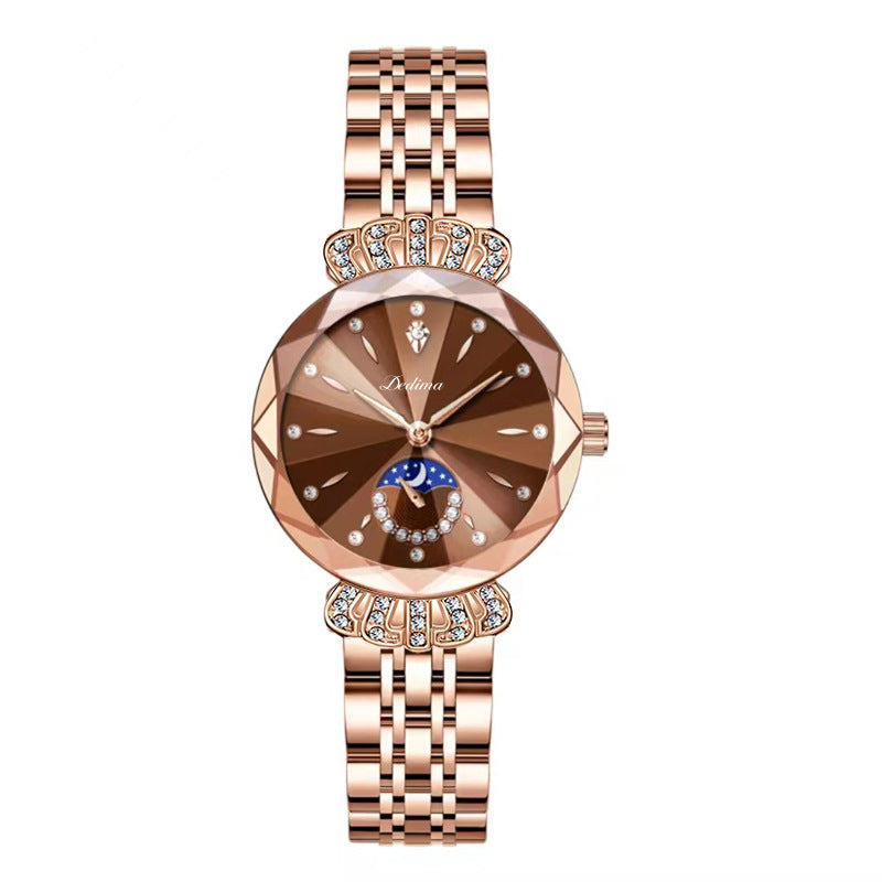 ⌚ Damen-Uhr mit Edelstahlband, wasserdicht, Kalender & funkelndem Zirkonia-Besatz – elegantes Butterfly-Verschluss-Design ✨
