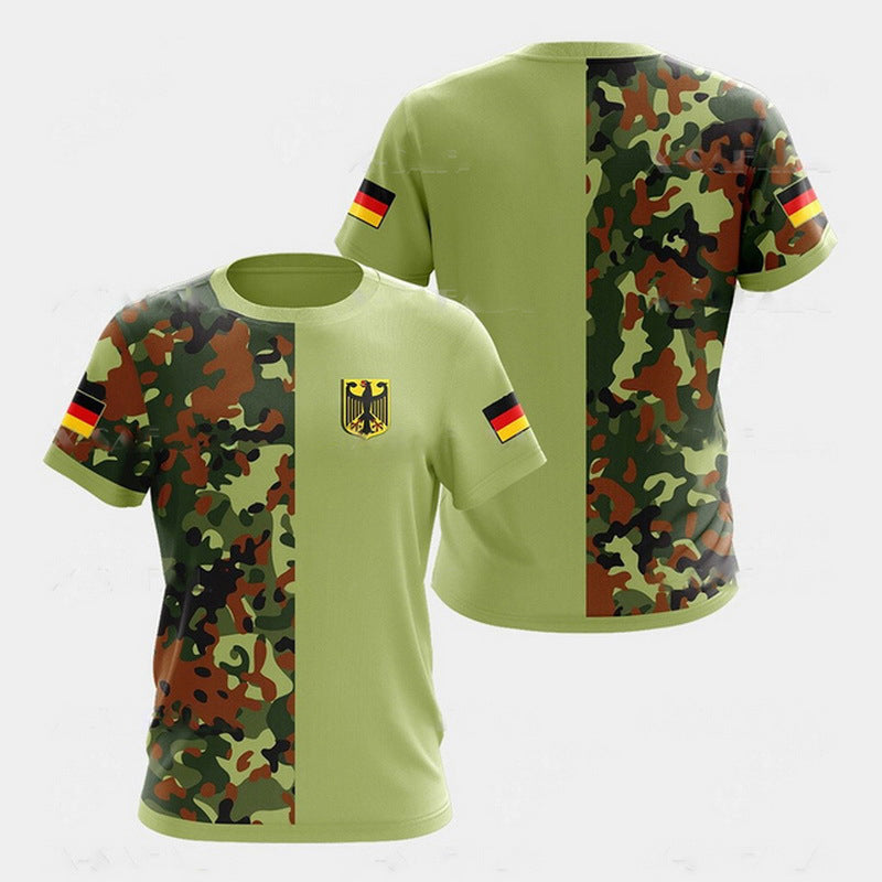 Herren Camouflage Patchwork Rundhals-T-Shirt