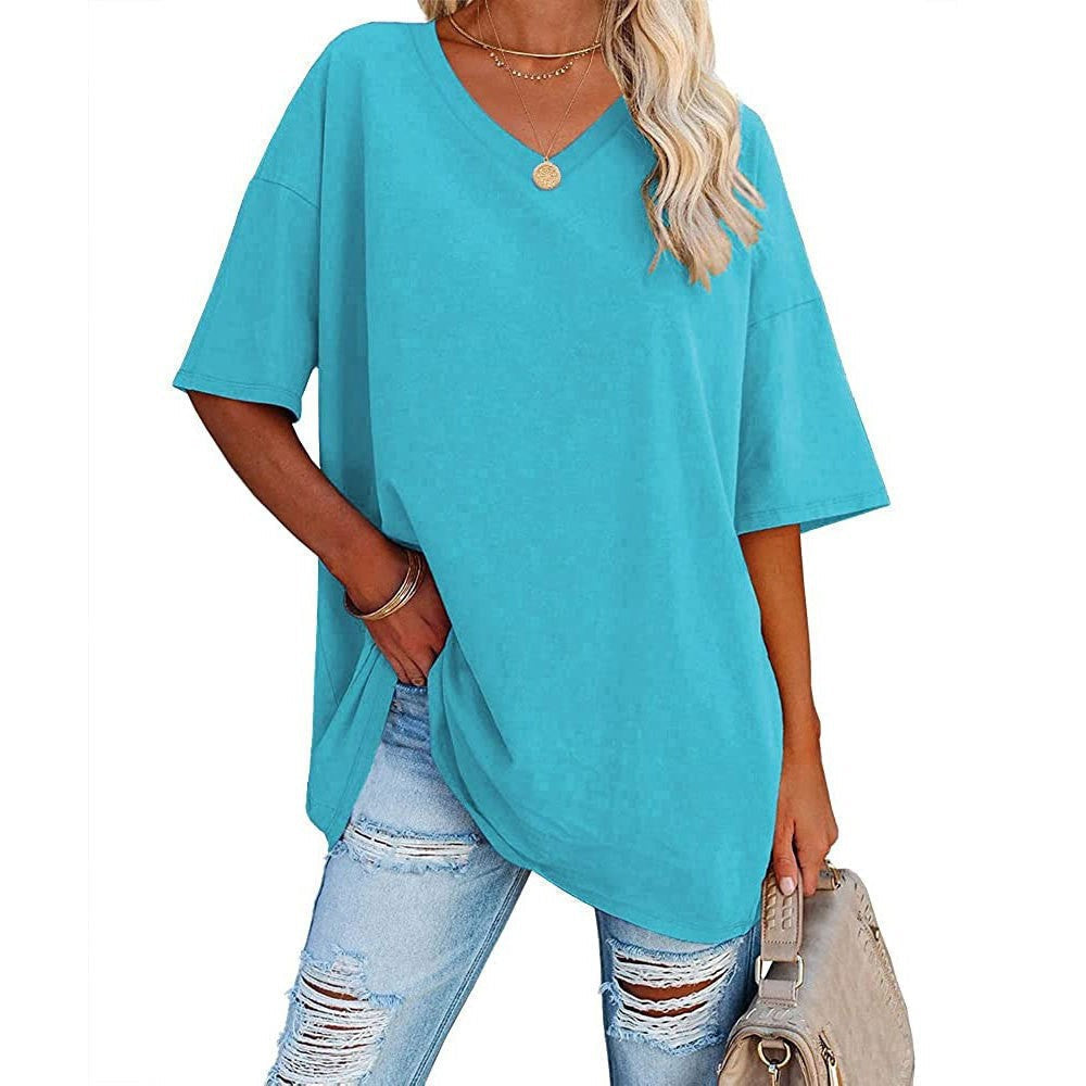 📢📢50 % RABATT !! ⏰Lässiges, locker sitzendes Damen-T-Shirt mit V-Ausschnitt