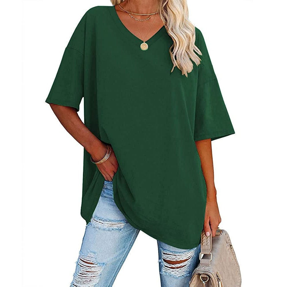 📢📢50 % RABATT !! ⏰Lässiges, locker sitzendes Damen-T-Shirt mit V-Ausschnitt