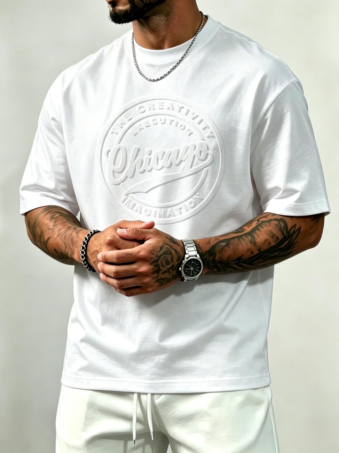 👕 Herren-T-Shirt mit strukturiertem Aufdruck – reine Baumwolle, lockere Passform & vielseitig für Alltag, Freizeit & heiße Tage ☀️