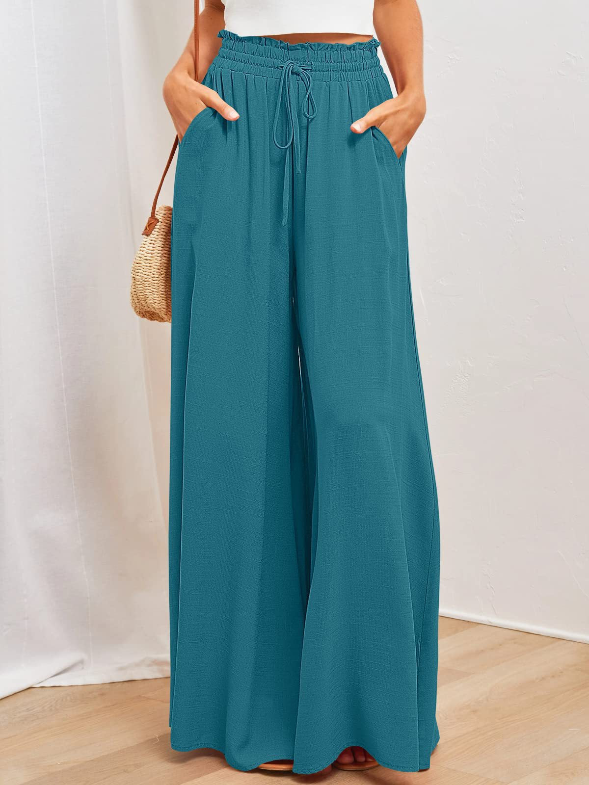 👖 50% RABATT JETZT! ✨ Unifarbene Marlene-Hose mit hohem Bund – Baumwollmischung, lockere Passform & verstellbarer Kordelzug 🌿