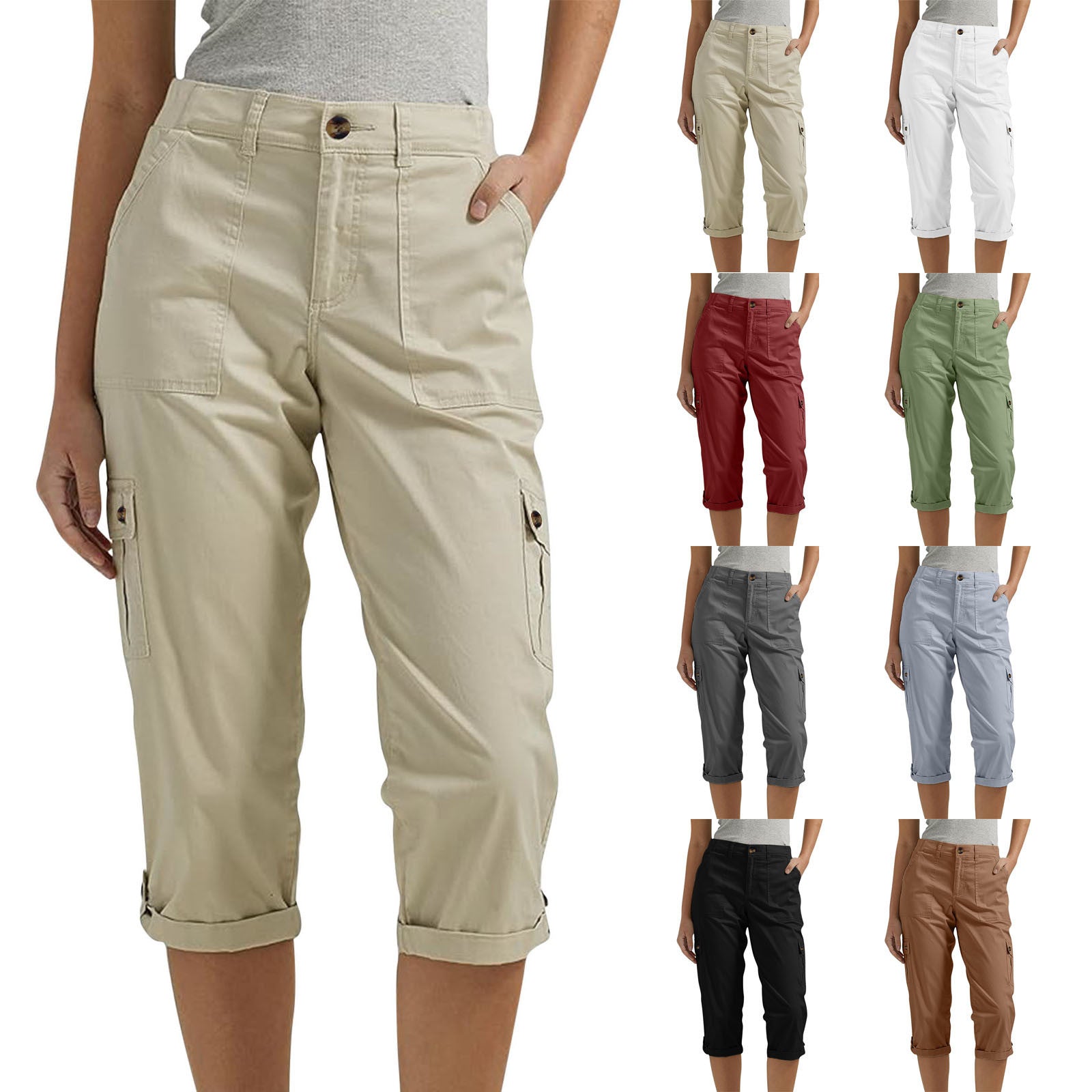 ⏰ 50 % RABATT – Nur für kurze Zeit 👖 Damen 7/8 Freizeithose ✨ Unifarben, Mit Praktischen Taschen & Bequemer Passform