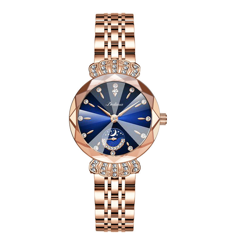 ⌚ Damen-Uhr mit Edelstahlband, wasserdicht, Kalender & funkelndem Zirkonia-Besatz – elegantes Butterfly-Verschluss-Design ✨