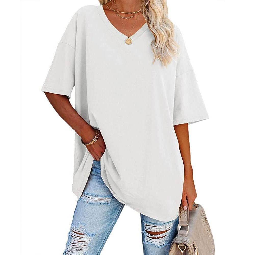 📢📢50 % RABATT !! ⏰Lässiges, locker sitzendes Damen-T-Shirt mit V-Ausschnitt