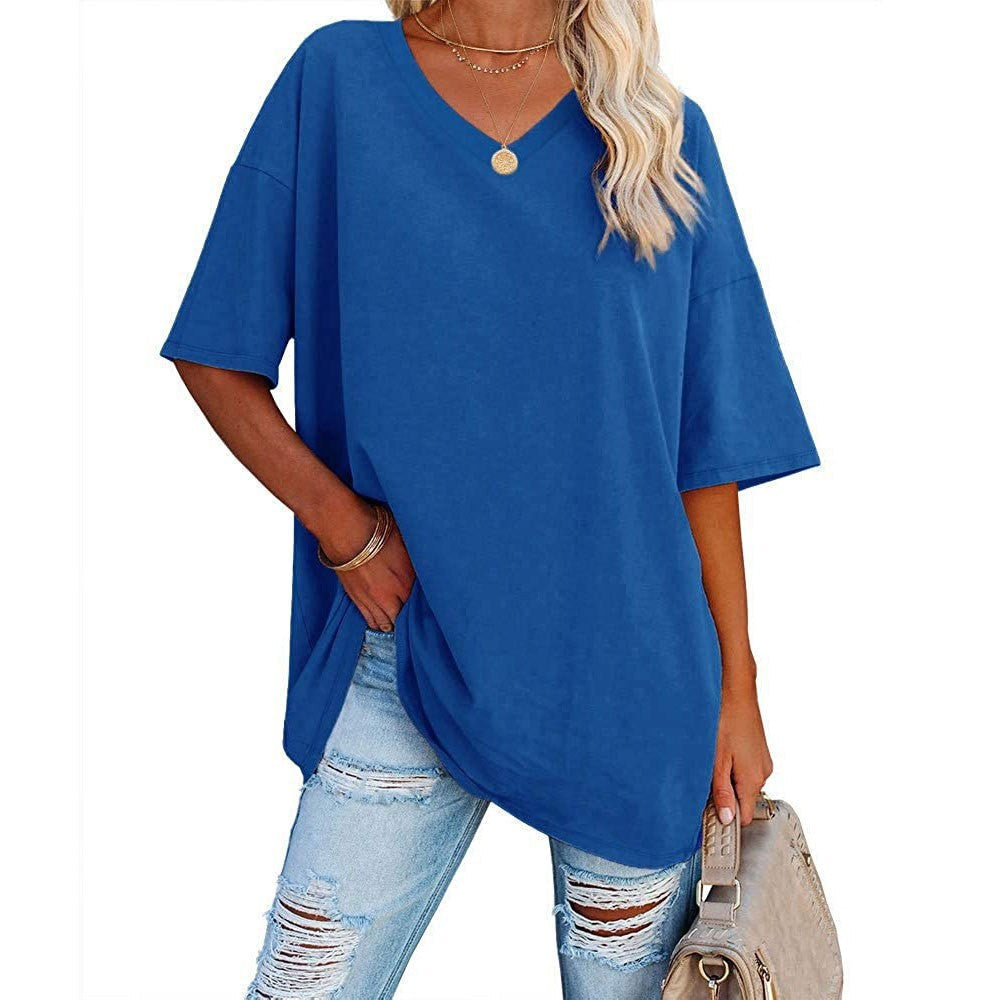 📢📢50 % RABATT !! ⏰Lässiges, locker sitzendes Damen-T-Shirt mit V-Ausschnitt