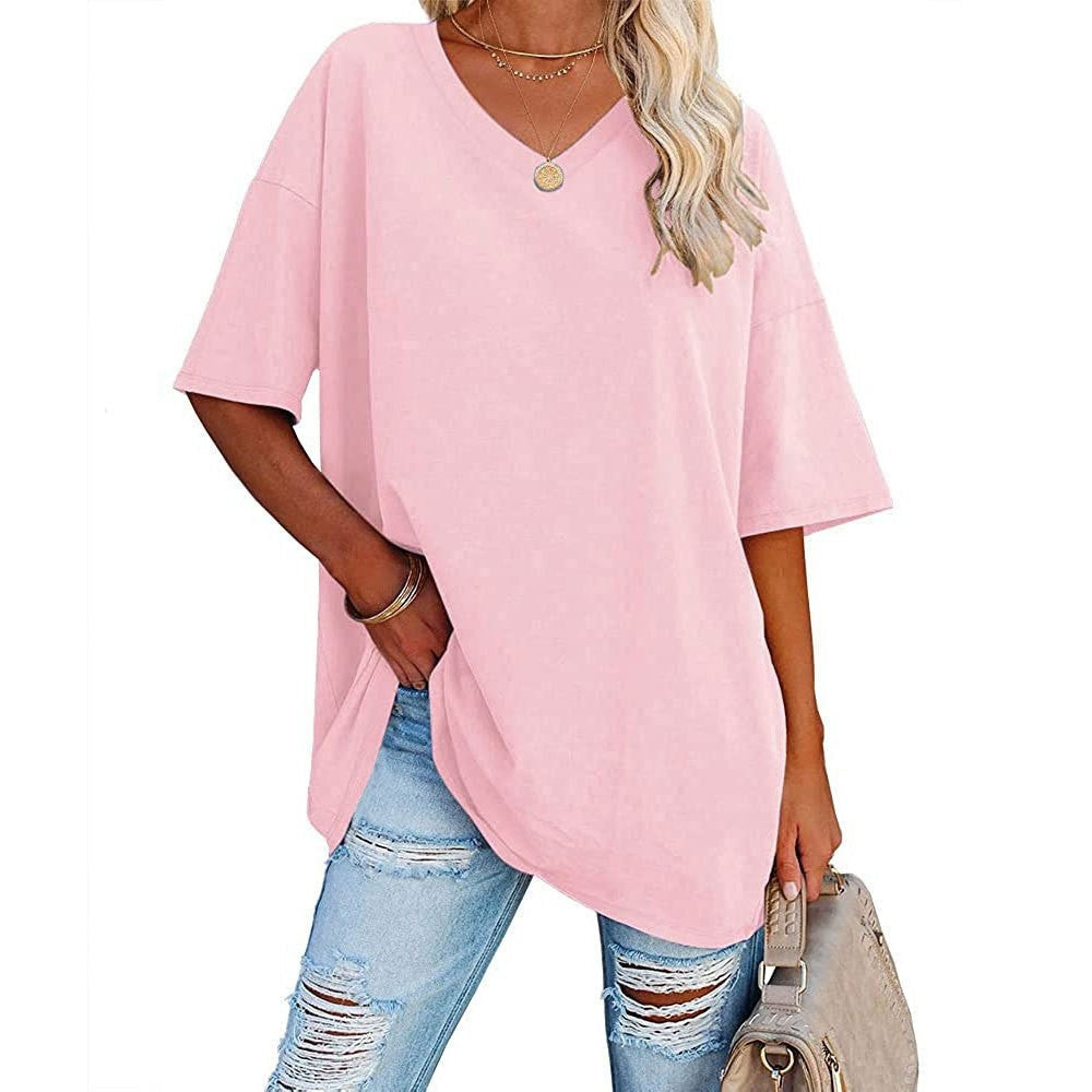 📢📢50 % RABATT !! ⏰Lässiges, locker sitzendes Damen-T-Shirt mit V-Ausschnitt