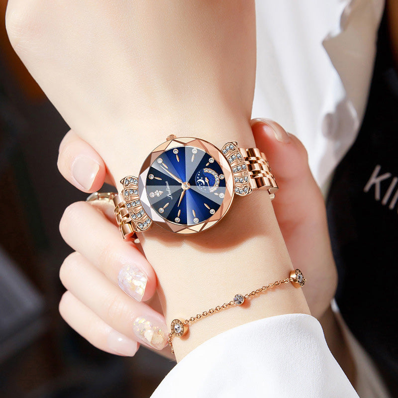 ⌚ Damen-Uhr mit Edelstahlband, wasserdicht, Kalender & funkelndem Zirkonia-Besatz – elegantes Butterfly-Verschluss-Design ✨