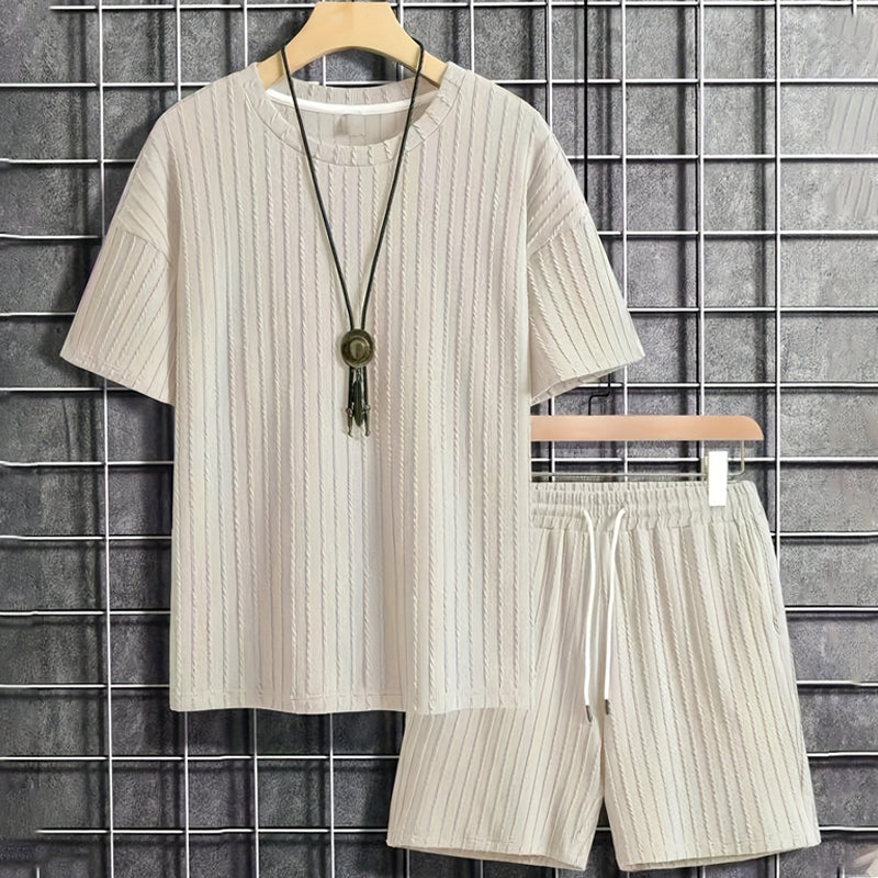 👕 2-teiliges Sommer-Set für Herren – T-Shirt mit überschnittenen Schultern & kurze Hose mit Kordelzug, bequem & luftig ☀️🩳