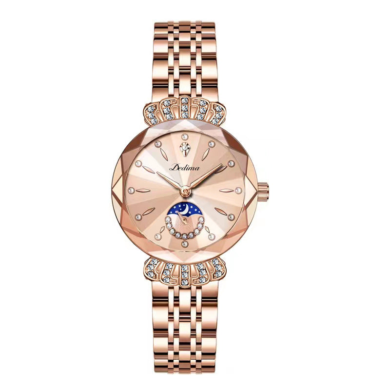 ⌚ Damen-Uhr mit Edelstahlband, wasserdicht, Kalender & funkelndem Zirkonia-Besatz – elegantes Butterfly-Verschluss-Design ✨