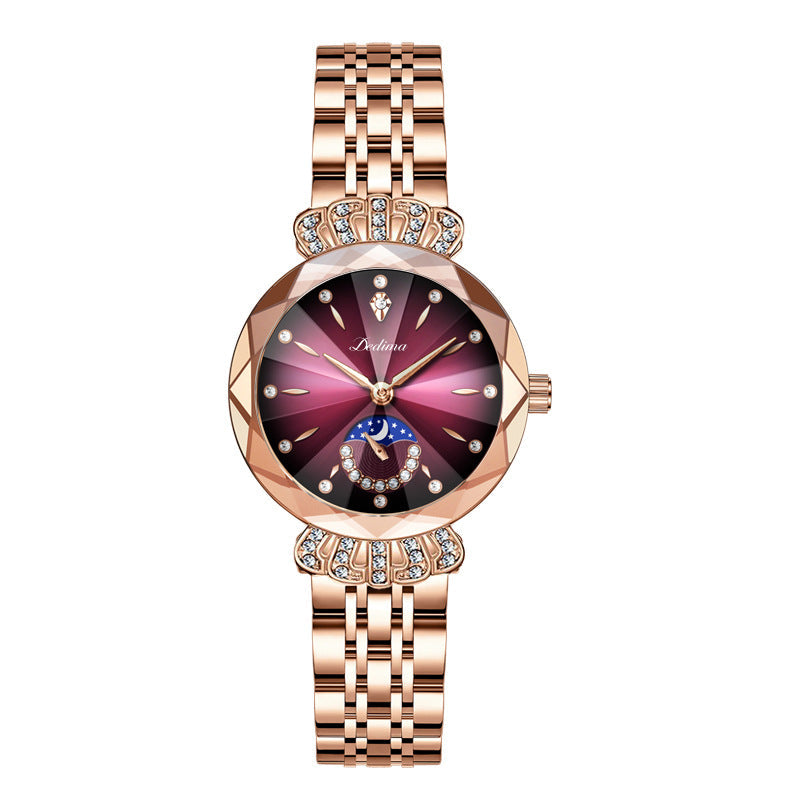 ⌚ Damen-Uhr mit Edelstahlband, wasserdicht, Kalender & funkelndem Zirkonia-Besatz – elegantes Butterfly-Verschluss-Design ✨