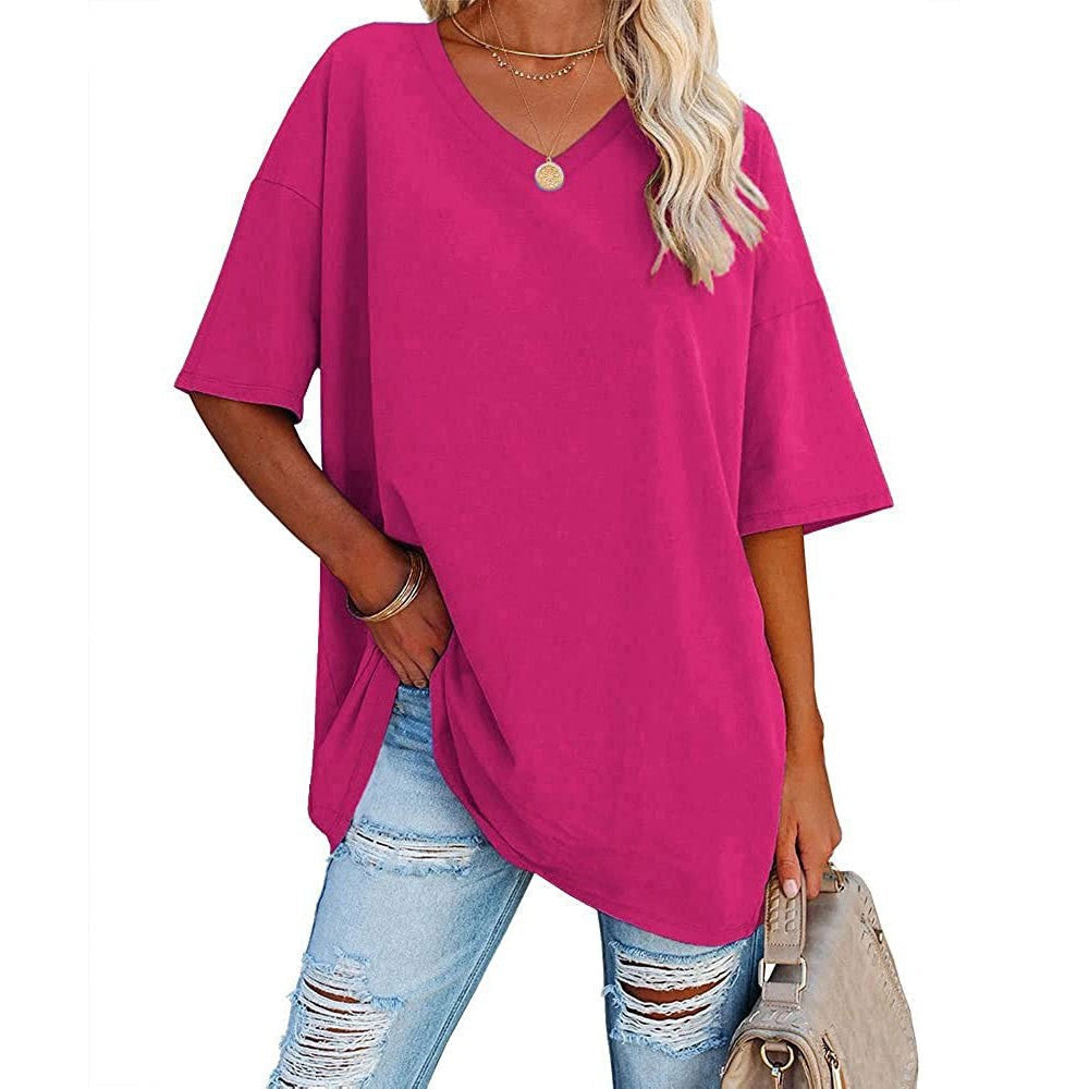 📢📢50 % RABATT !! ⏰Lässiges, locker sitzendes Damen-T-Shirt mit V-Ausschnitt