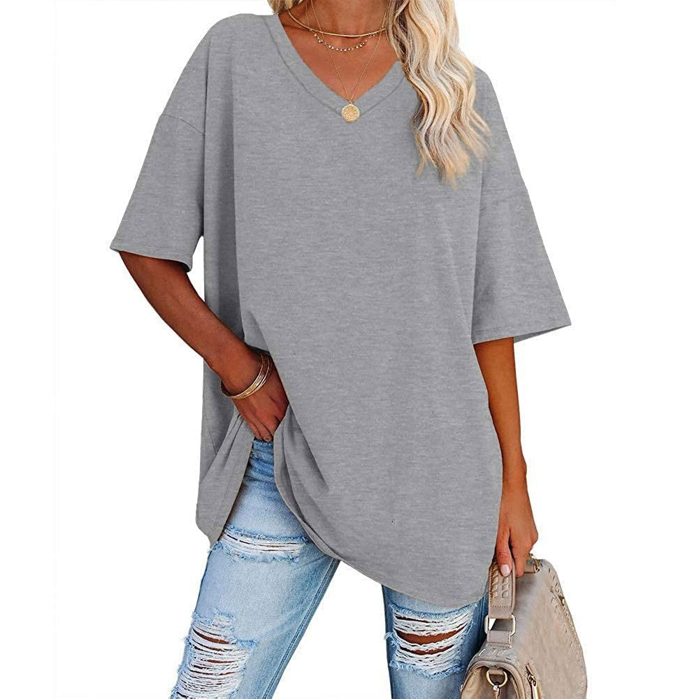 📢📢50 % RABATT !! ⏰Lässiges, locker sitzendes Damen-T-Shirt mit V-Ausschnitt