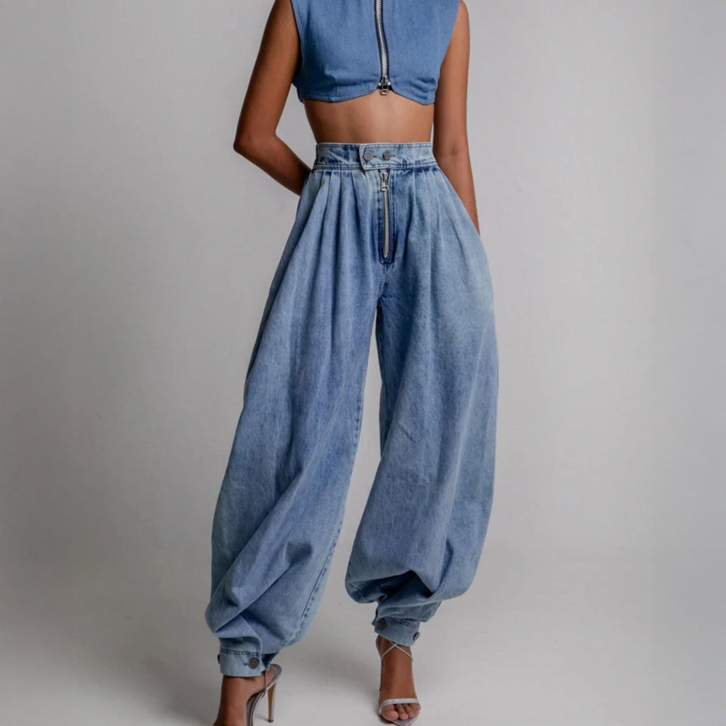 Agnes Balloon-Leg Denim Trousers