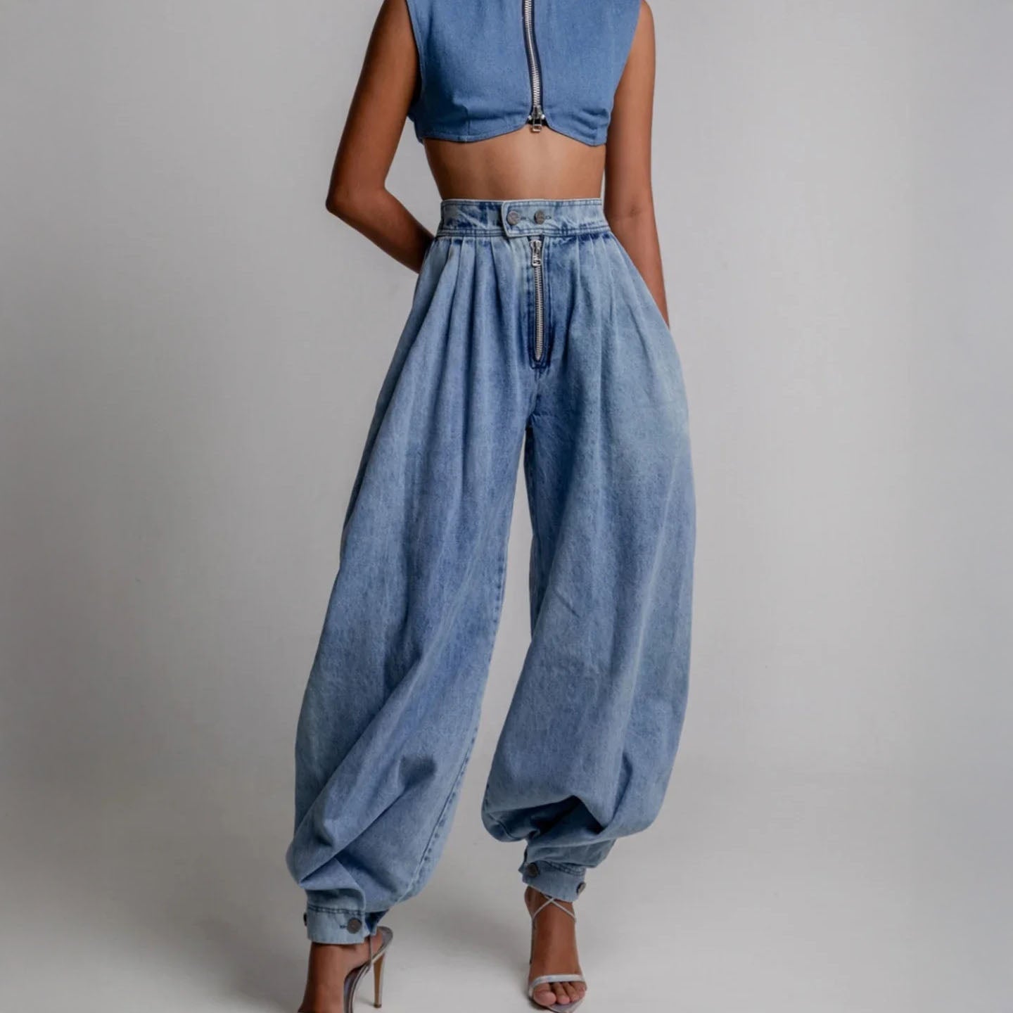 Agnes Balloon-Leg Denim Trousers