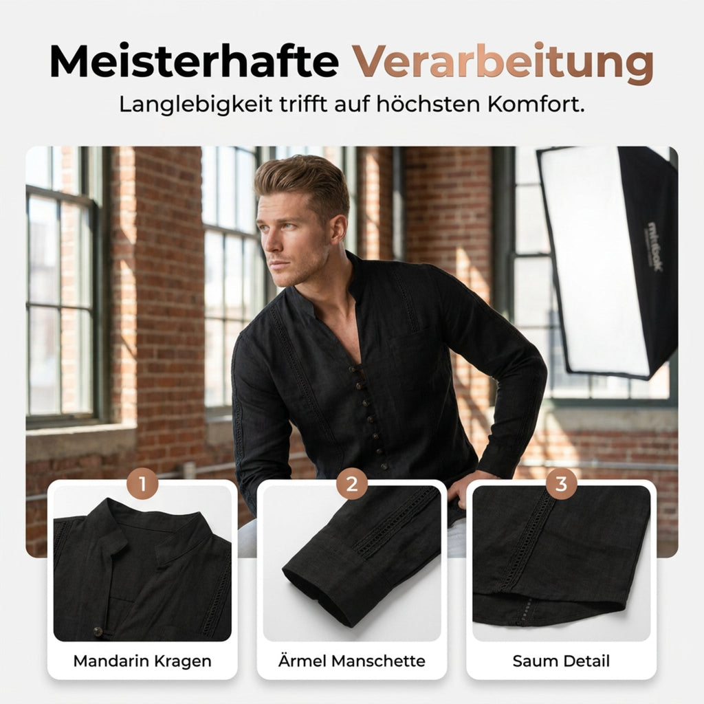 🌞 Sommerneuheiten – Jetzt bis zu 50% sparen! 🌊Herren-Freizeithemd mit Stehkragen und langen Ärmeln