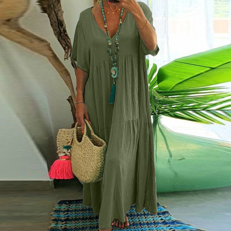 🌊 Elegantes Maxikleid mit wellenförmigem Saum – weich fallender Stoff, schmeichelhafter Schnitt, perfekt für Strand, Gartenpartys oder den stilvollen Alltag