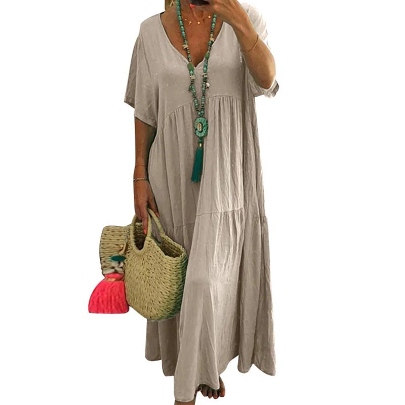 🌊 Elegantes Maxikleid mit wellenförmigem Saum – weich fallender Stoff, schmeichelhafter Schnitt, perfekt für Strand, Gartenpartys oder den stilvollen Alltag