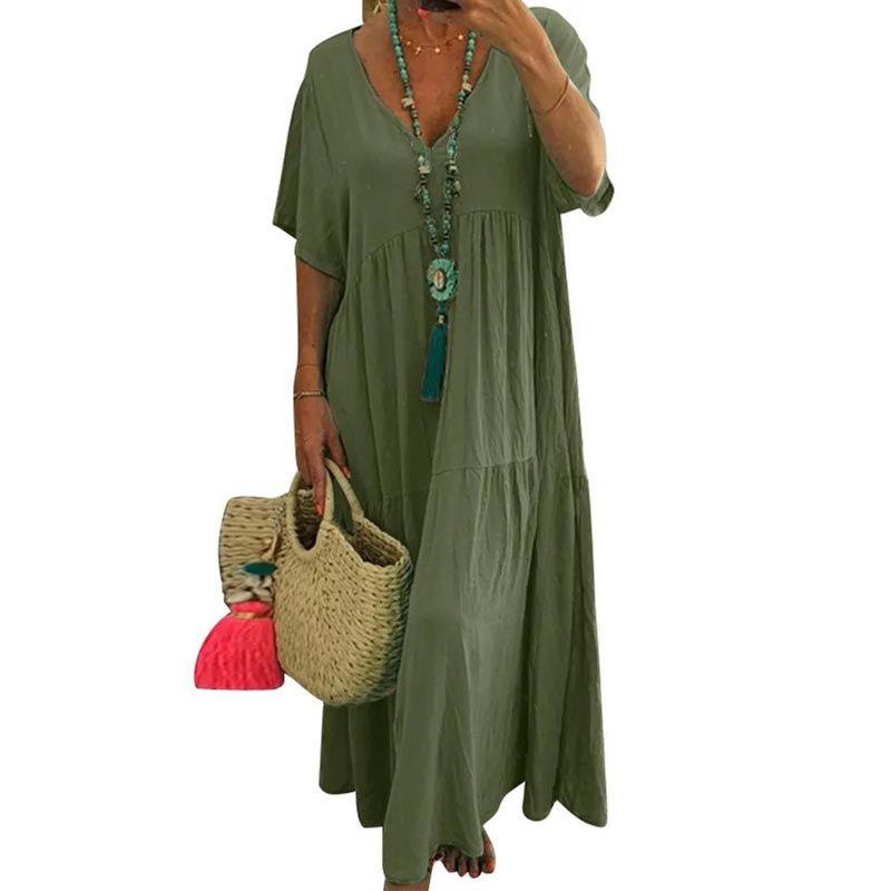 🌊 Elegantes Maxikleid mit wellenförmigem Saum – weich fallender Stoff, schmeichelhafter Schnitt, perfekt für Strand, Gartenpartys oder den stilvollen Alltag