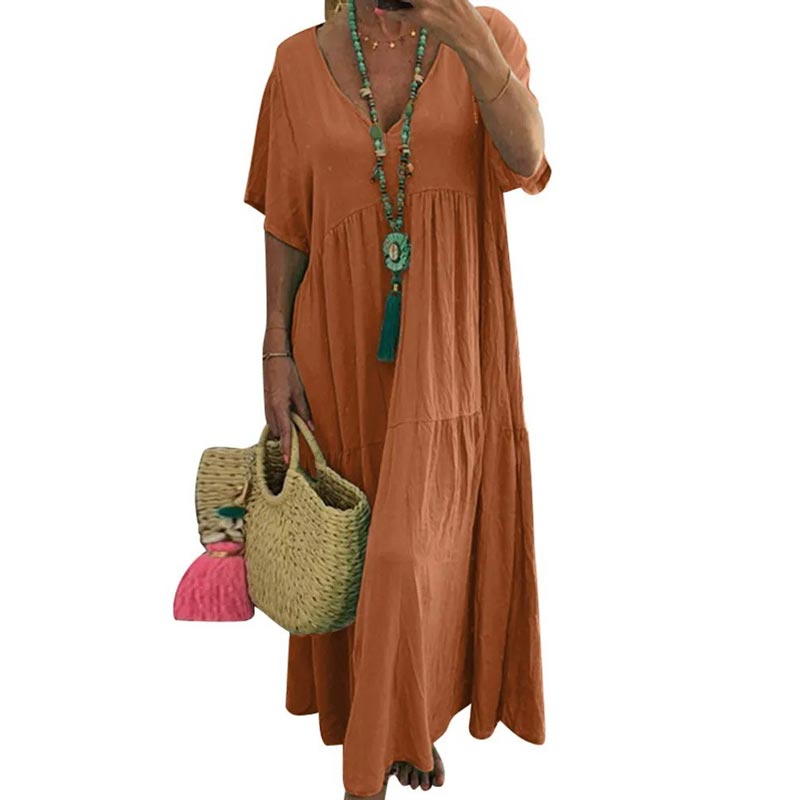 🌊 Elegantes Maxikleid mit wellenförmigem Saum – weich fallender Stoff, schmeichelhafter Schnitt, perfekt für Strand, Gartenpartys oder den stilvollen Alltag