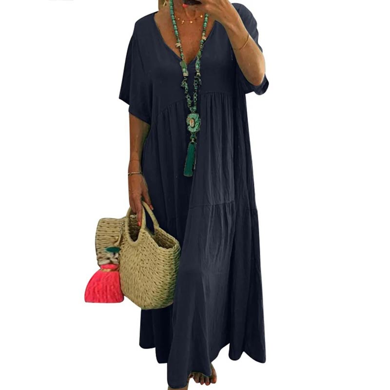 🌊 Elegantes Maxikleid mit wellenförmigem Saum – weich fallender Stoff, schmeichelhafter Schnitt, perfekt für Strand, Gartenpartys oder den stilvollen Alltag
