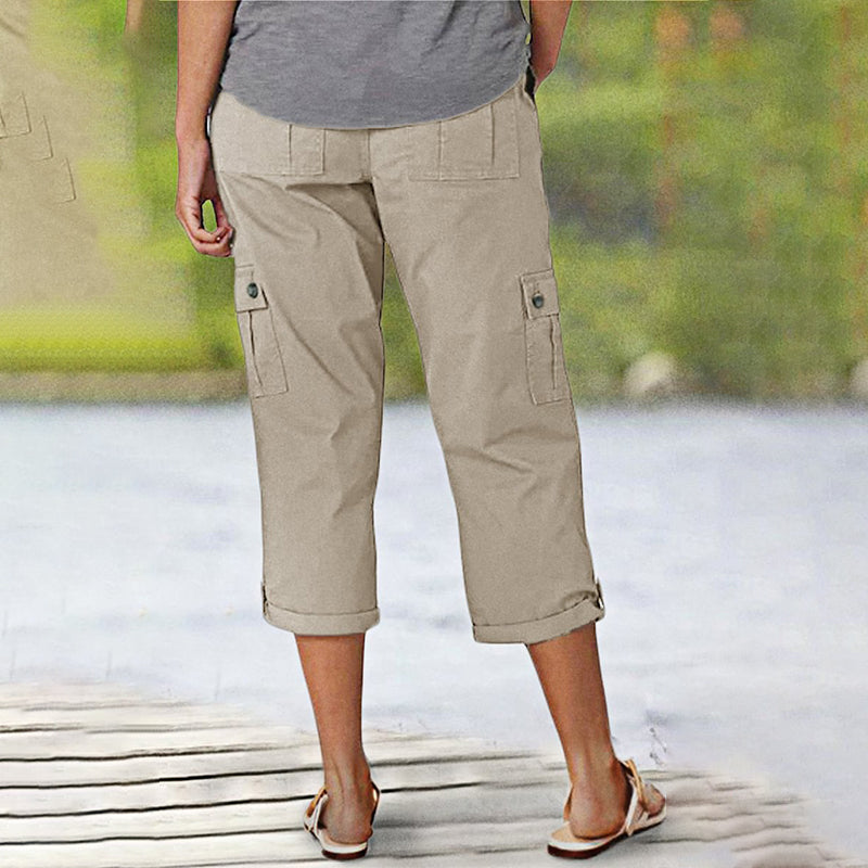 ⏰ 50 % RABATT – Nur für kurze Zeit 👖 Damen 7/8 Freizeithose ✨ Unifarben, Mit Praktischen Taschen & Bequemer Passform