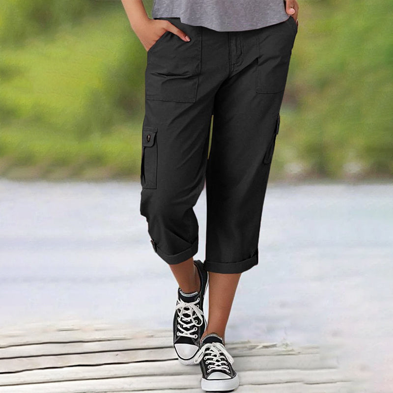 ⏰ 50 % RABATT – Nur für kurze Zeit 👖 Damen 7/8 Freizeithose ✨ Unifarben, Mit Praktischen Taschen & Bequemer Passform
