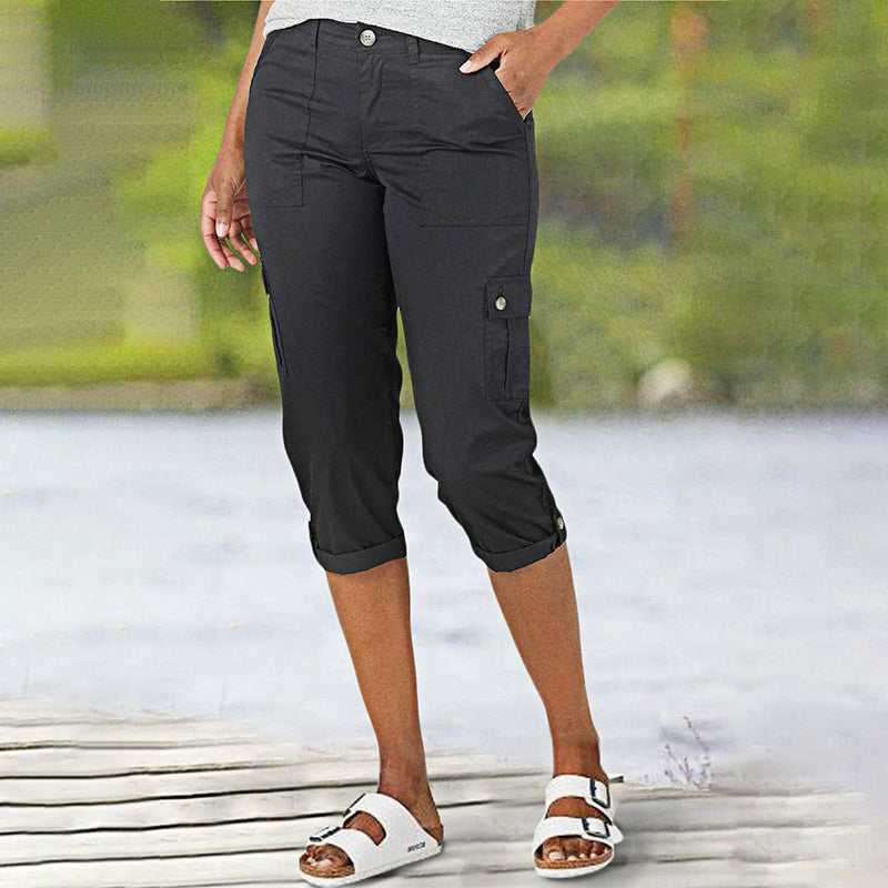 ⏰ 50 % RABATT – Nur für kurze Zeit 👖 Damen 7/8 Freizeithose ✨ Unifarben, Mit Praktischen Taschen & Bequemer Passform