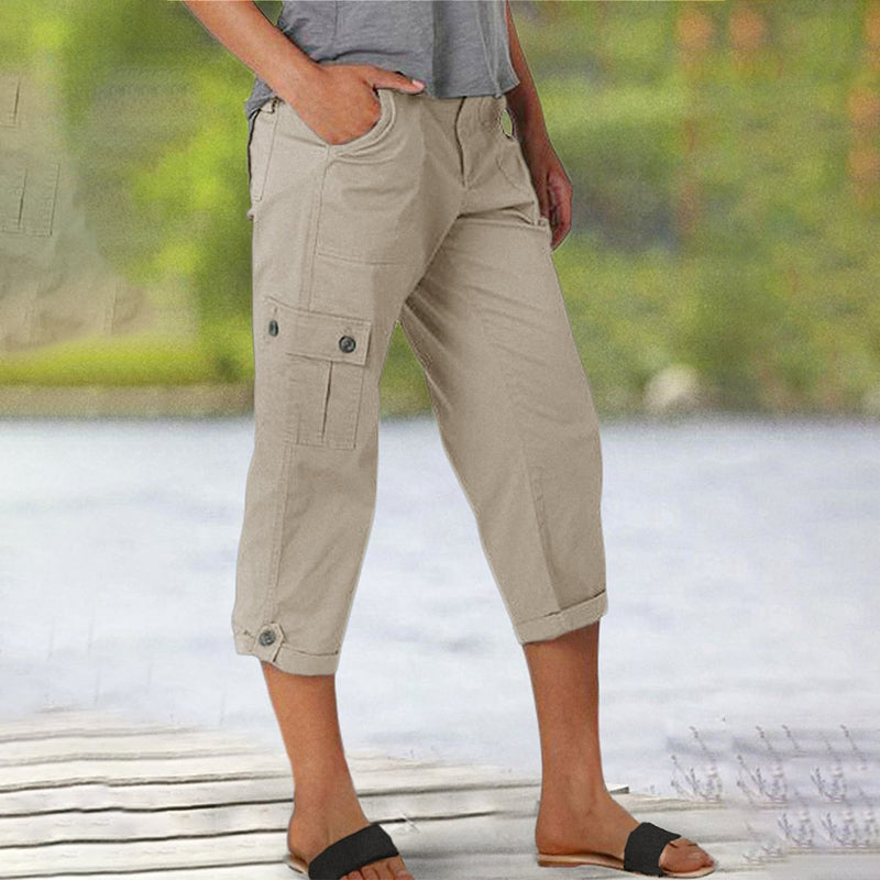 ⏰ 50 % RABATT – Nur für kurze Zeit 👖 Damen 7/8 Freizeithose ✨ Unifarben, Mit Praktischen Taschen & Bequemer Passform